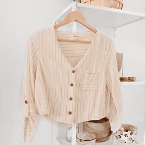 Striped button front top